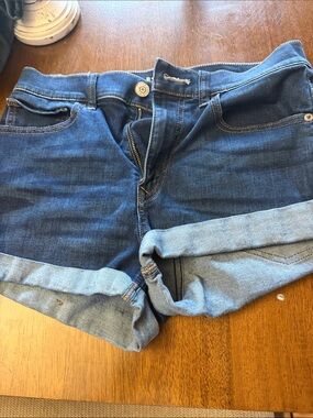 Express Dark Blue Rolled Cuff Denim Shorts